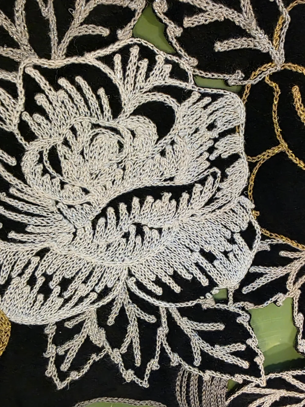 Black, Gold & Silver Embroidered Skull Decorative Table Runner 14x72
